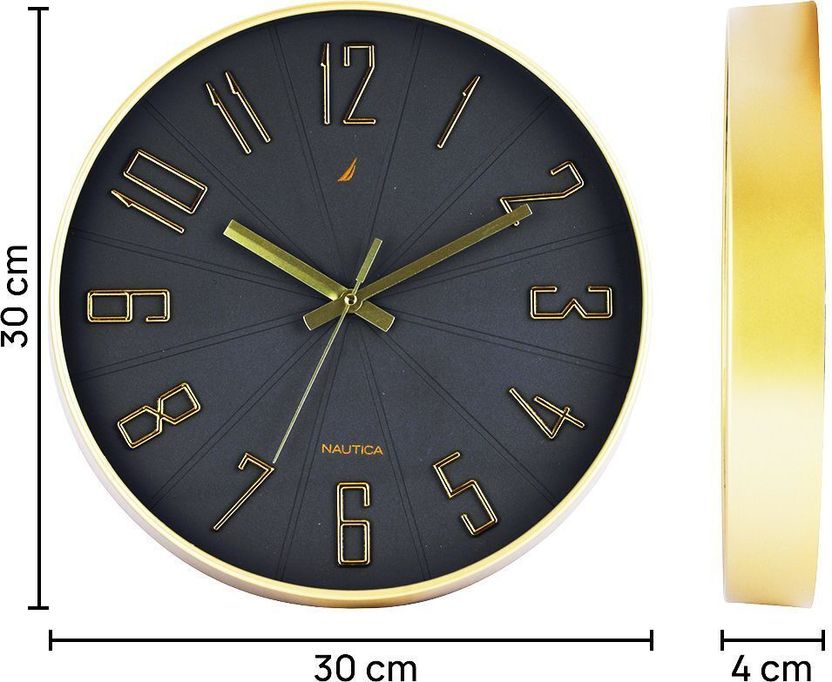 NAUTICA Analog 30 cm X 30 cm Wall Clock (Gold, With Glass, DIY Cl...more - Image 5