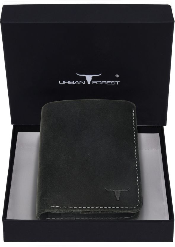 URBAN Forest Men Black Leather RFID Wallet - Image 1