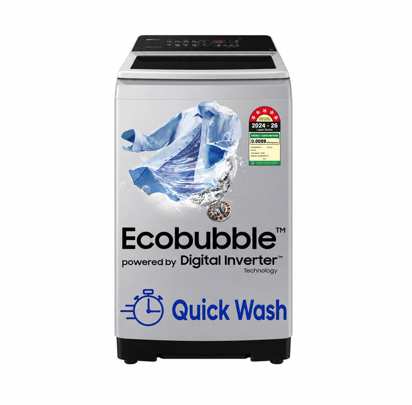Samsung 7 kg 5 Star, Ecobubble, Soft Closing Door, Digital Inverter Fully Automatic Top Load Washing Machine Grey