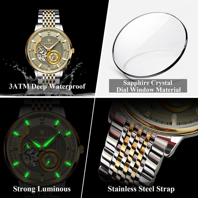 OVERFLY POEDAGAR Men's Automatic Mechanical Skeleton Watch - Image 5