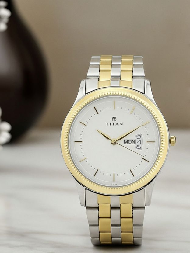 Titan NP1824BM01 White Dial Silver & Gold Watch - Image 2