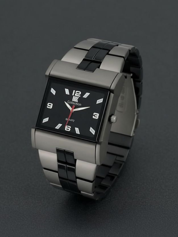 IIK Collection IIK-027M Men's Black Studded Watch - Image 2