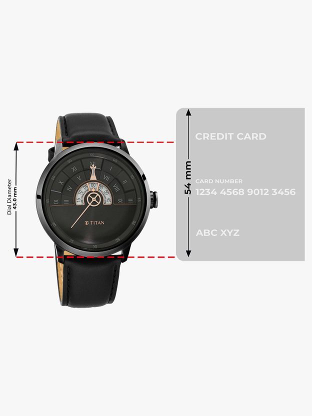 Titan Grandmaster Black Dial Black Leather Strap Analog Watch - Image 4
