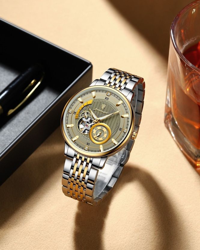 OVERFLY POEDAGAR Men's Automatic Mechanical Skeleton Watch - Image 3