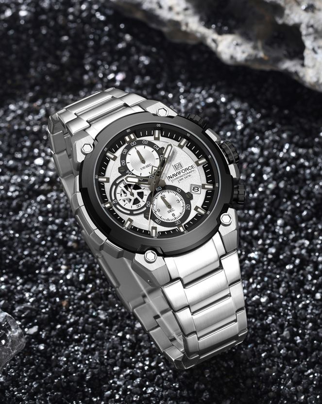 NAVIFORCE NF8071 Black Chronograph Watch - Men - Image 9