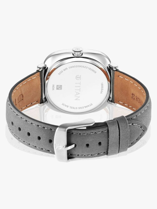 Titan Neo Curve Light Blue Dial Grey Leather Watch - Men - Image 7