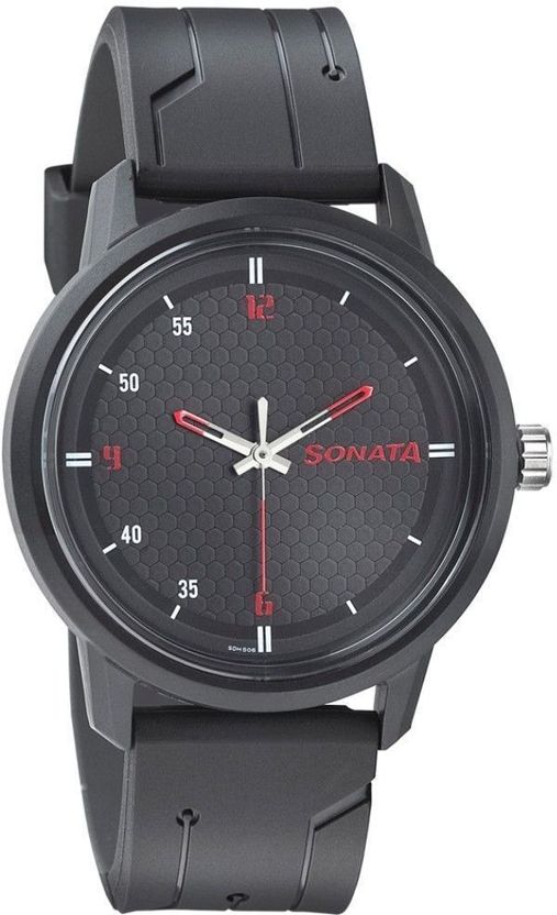 Sonata Volt Quartz Black Dial Black Plastic Strap Analog Watch - Image 4