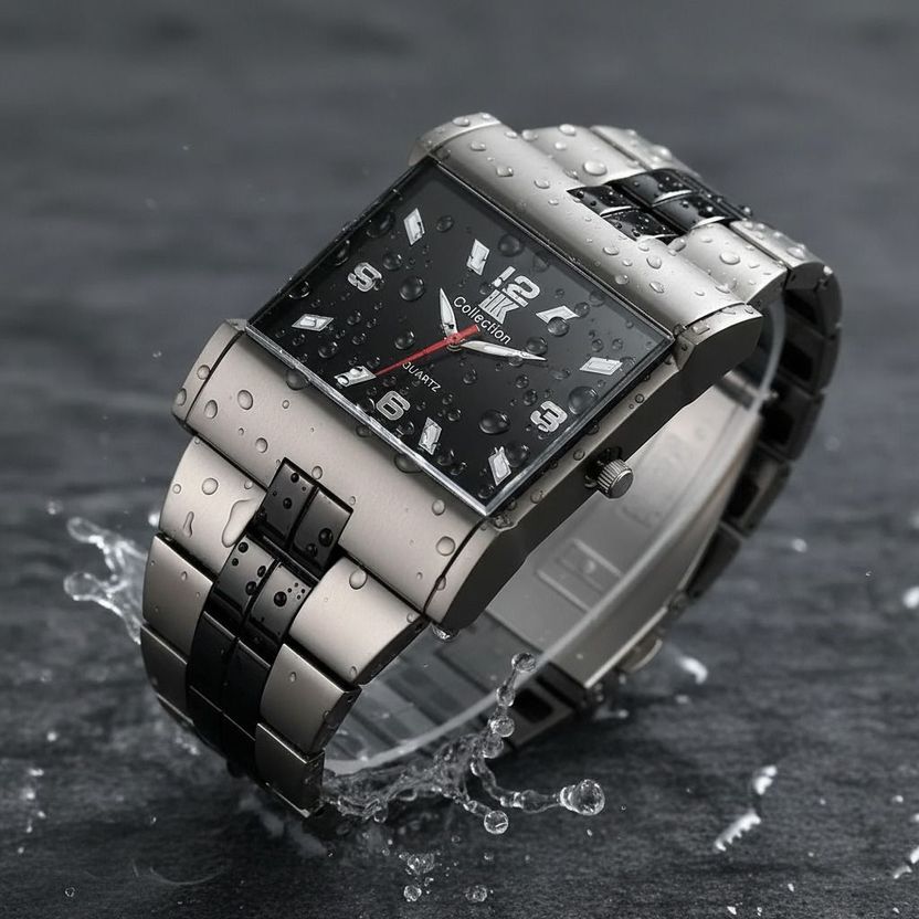IIK Collection IIK-027M Men's Black Studded Watch - Image 3