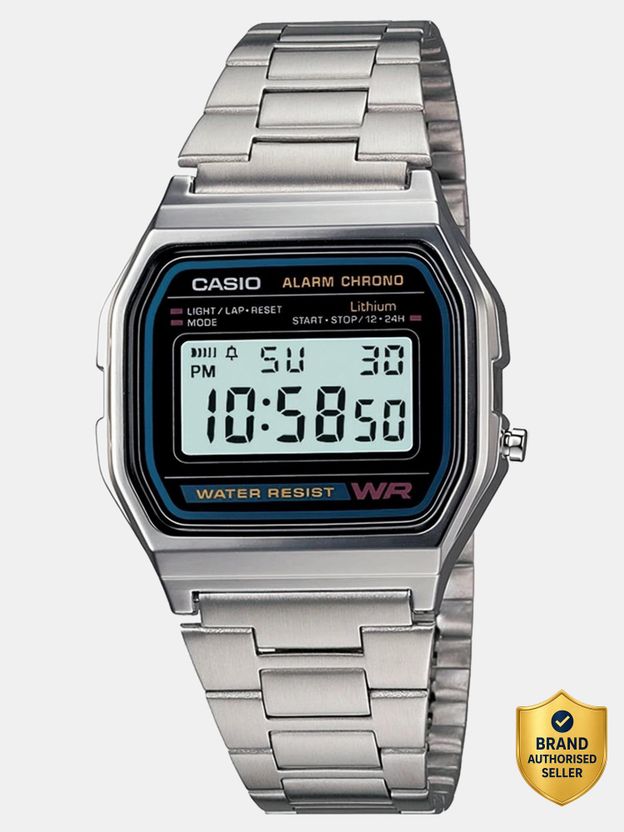 Casio Vintage A158WA-1DF Black Dial Steel Watch - Image 2