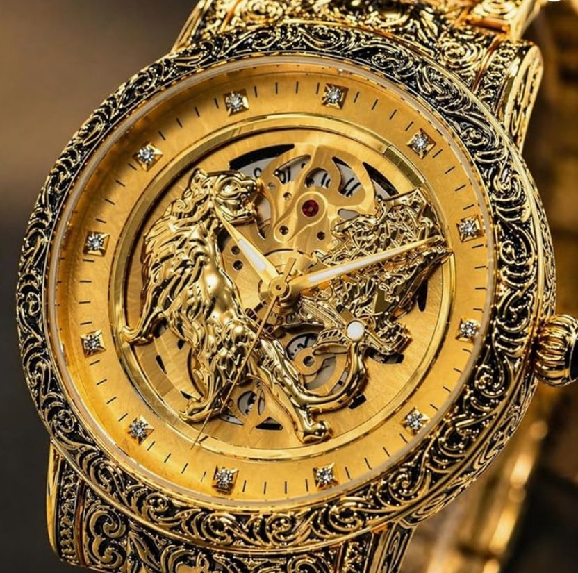 Royal Elites ARMS CLOCK Royal Lion Skeleton Gold - Image 7