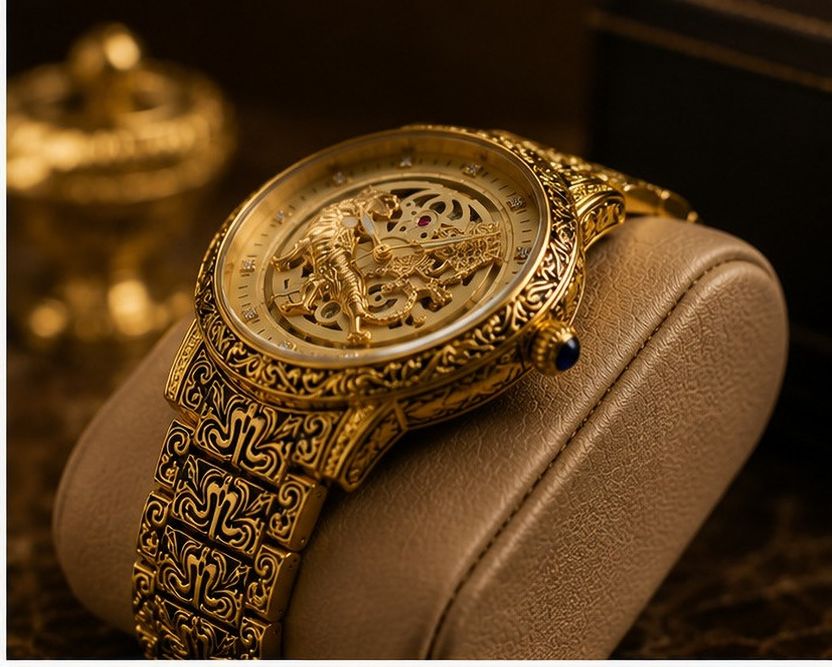 Royal Elites ARMS CLOCK Royal Lion Skeleton Gold - Image 5