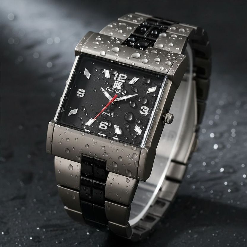 IIK Collection IIK-027M Men's Black Studded Watch - Image 5