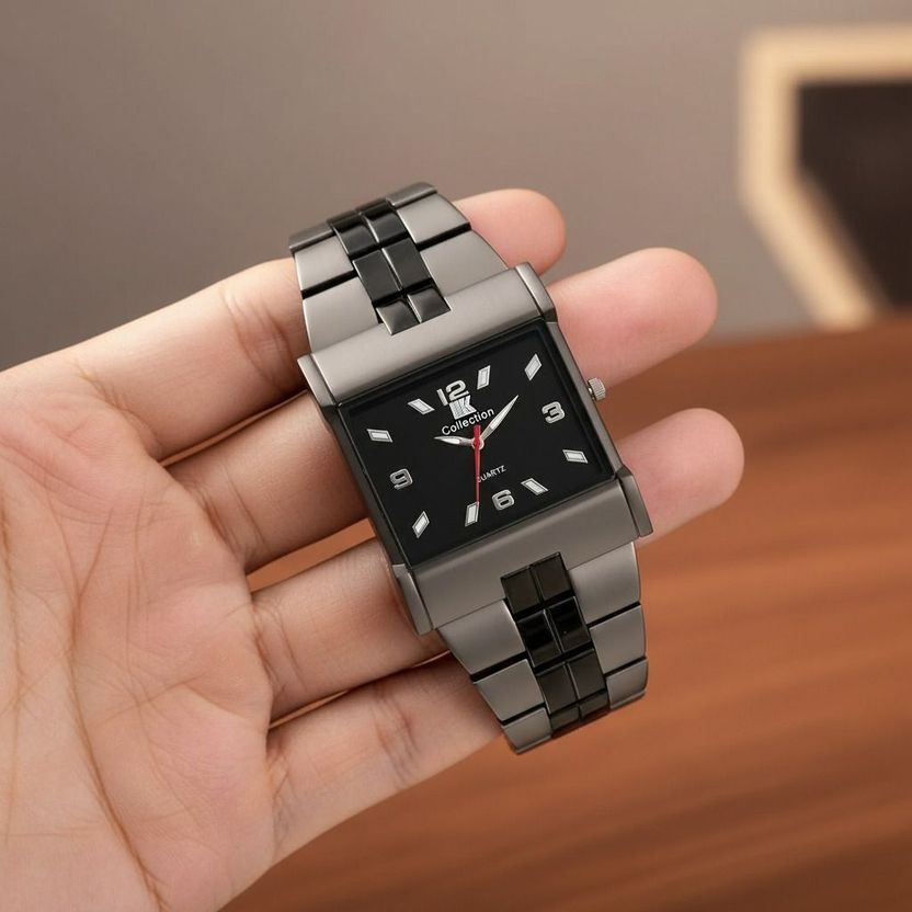 IIK Collection IIK-027M Men's Black Studded Watch - Image 9