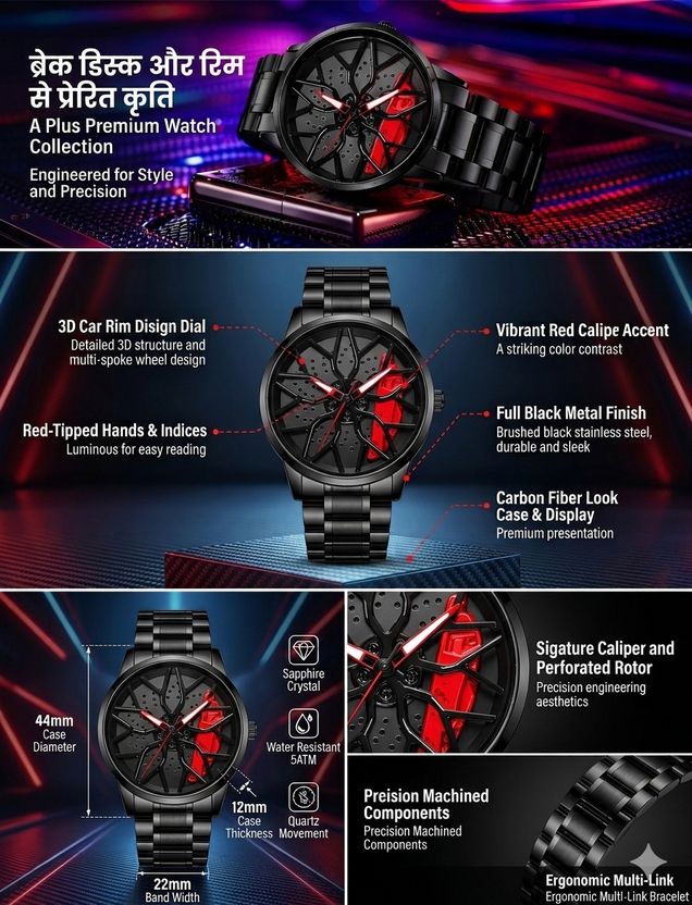 Timerich RED FLOWER Analog Watch - Red - Image 3
