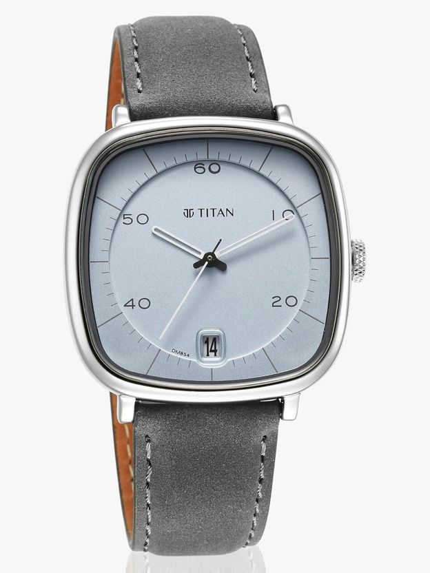 Titan Neo Curve Light Blue Dial Grey Leather Watch - Men - Image 3
