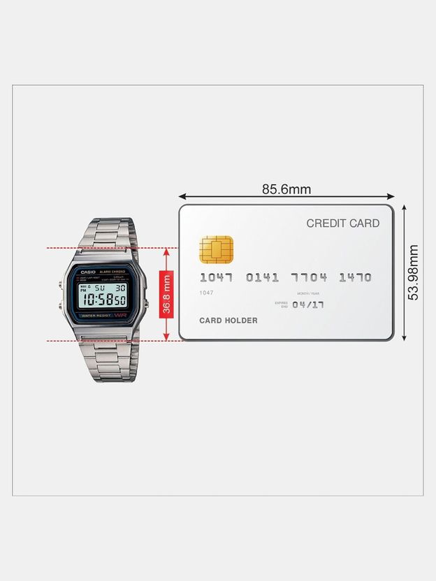 Casio Vintage A158WA-1DF Black Dial Steel Watch - Image 9
