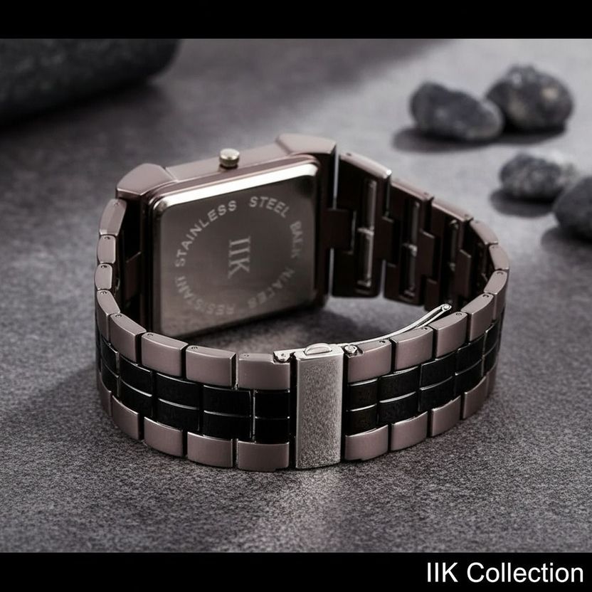 IIK Collection IIK-027M Men's Black Studded Watch - Image 8