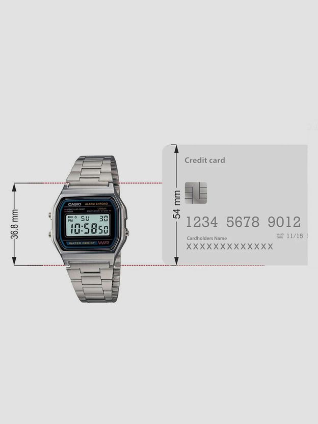 Casio Vintage A158WA-1DF Black Dial Steel Watch - Image 7