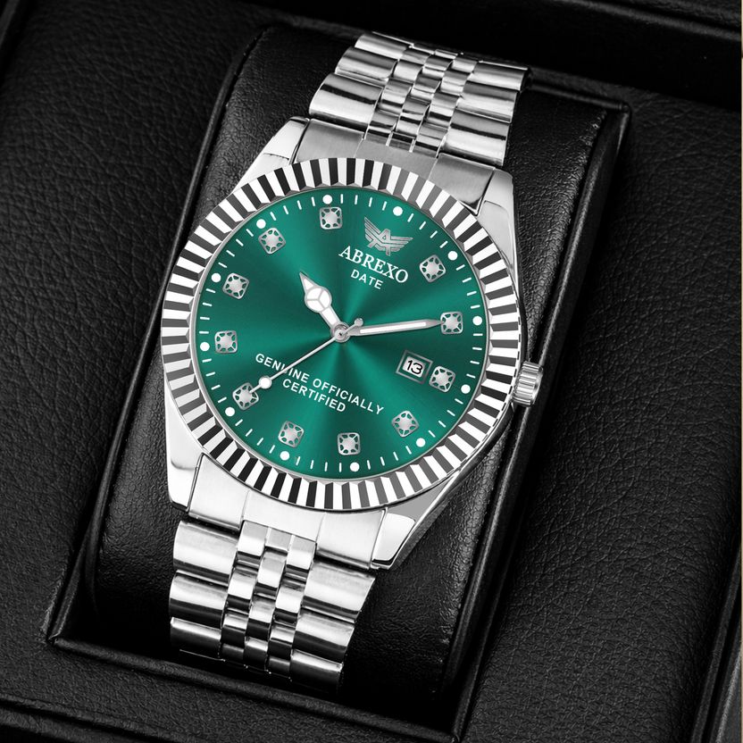 ABREXO Aesthetic Series Green Dial Silver Watch - Image 7