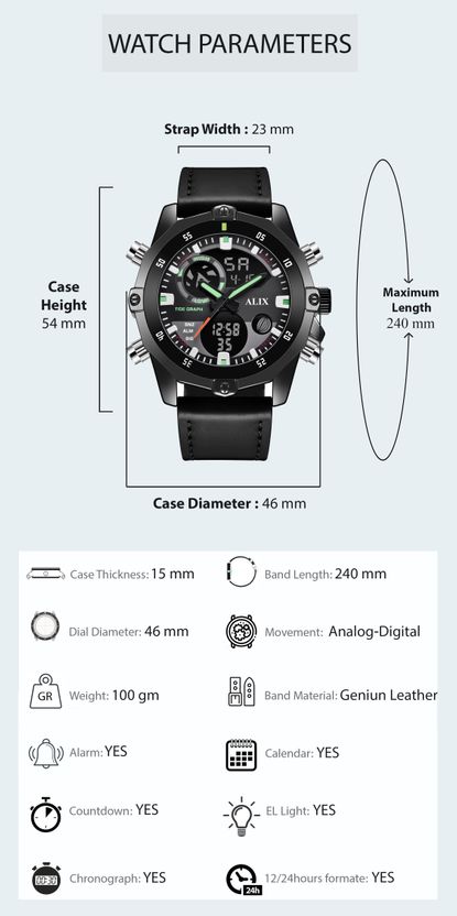 Alix 3032 BLACK-ALX Analog-Digital Watch - Black - Image 8