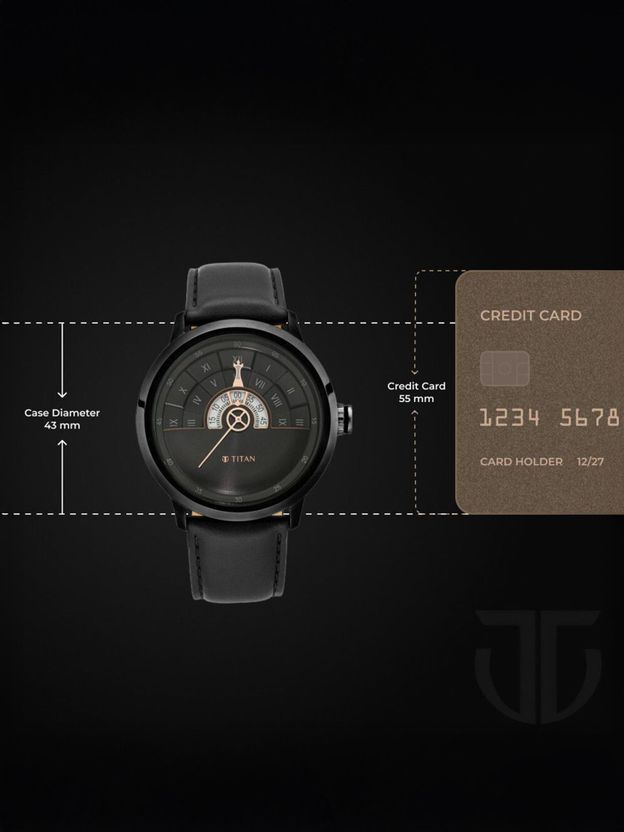 Titan Grandmaster Black Dial Black Leather Strap Analog Watch - Image 9