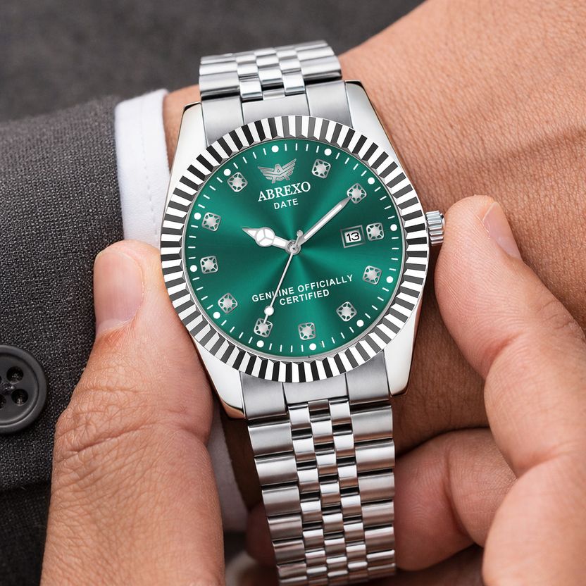 ABREXO Aesthetic Series Green Dial Silver Watch - Image 6
