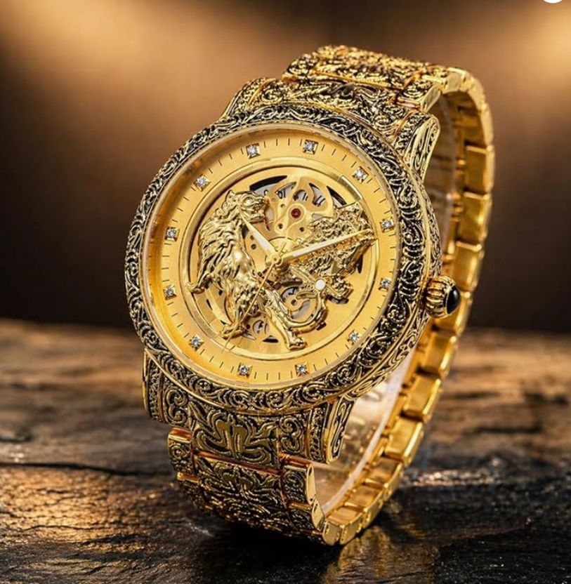 Royal Elites ARMS CLOCK Royal Lion Skeleton Gold - Image 9