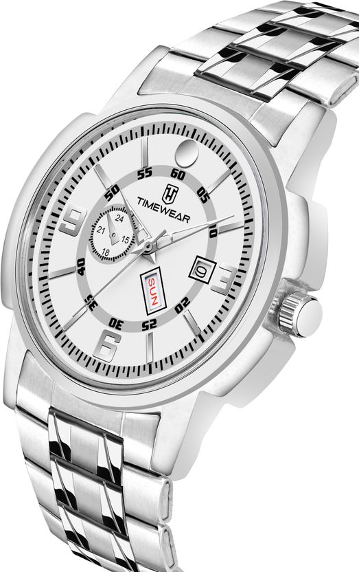 TIMEWEAR White Dial Day Date Stainless Steel Watch - Image 9