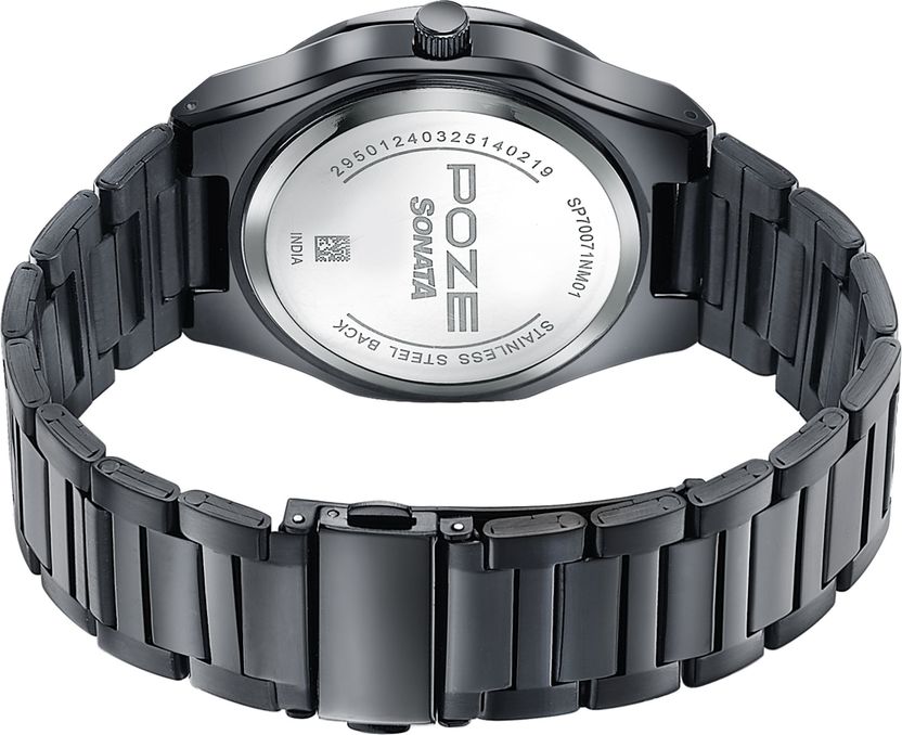 Sonata Poze Deep Currants Black Men's Watch - Image 6