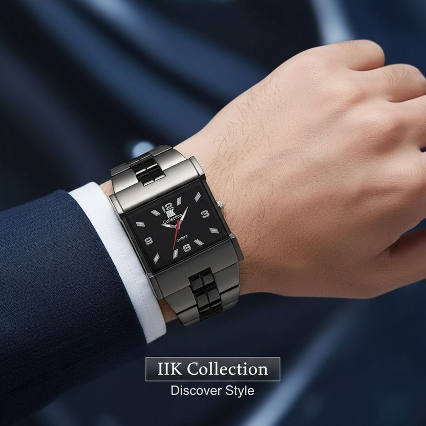 IIK Collection IIK-027M Men's Black Studded Watch - Image 10