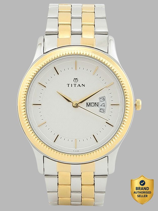 Titan NP1824BM01 White Dial Silver & Gold Watch - Image 1