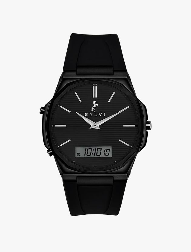 Sylvi Analog-Digital Black Silicone Watch - Image 1