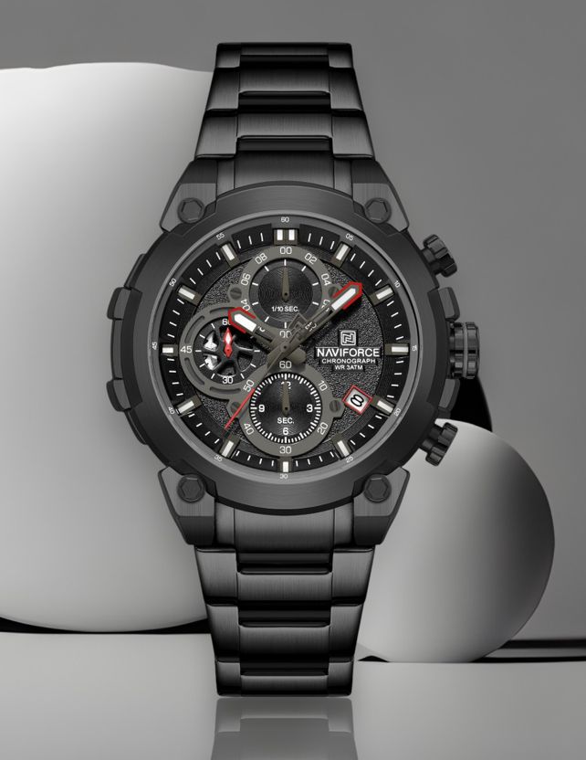 NAVIFORCE NF8071 Black Chronograph Watch - Men - Image 1