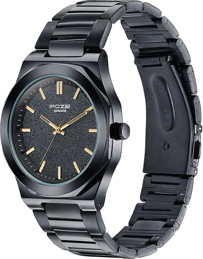 Sonata Poze Deep Currants Black Men's Watch - Image 4