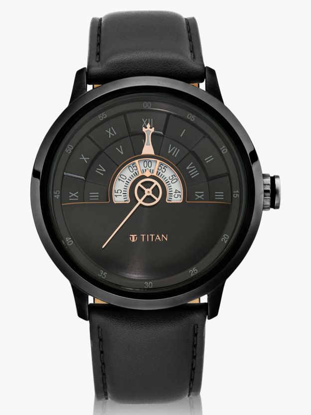 Titan Grandmaster Black Dial Black Leather Strap Analog Watch - Image 8