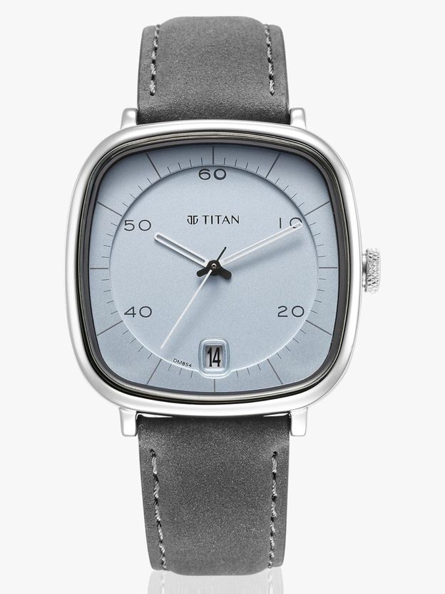 Titan Neo Curve Light Blue Dial Grey Leather Watch - Men - Image 2