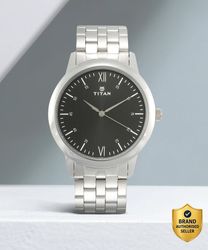 Titan NP1771SM02 Black Dial Silver Stainless Steel Watch - Image 1