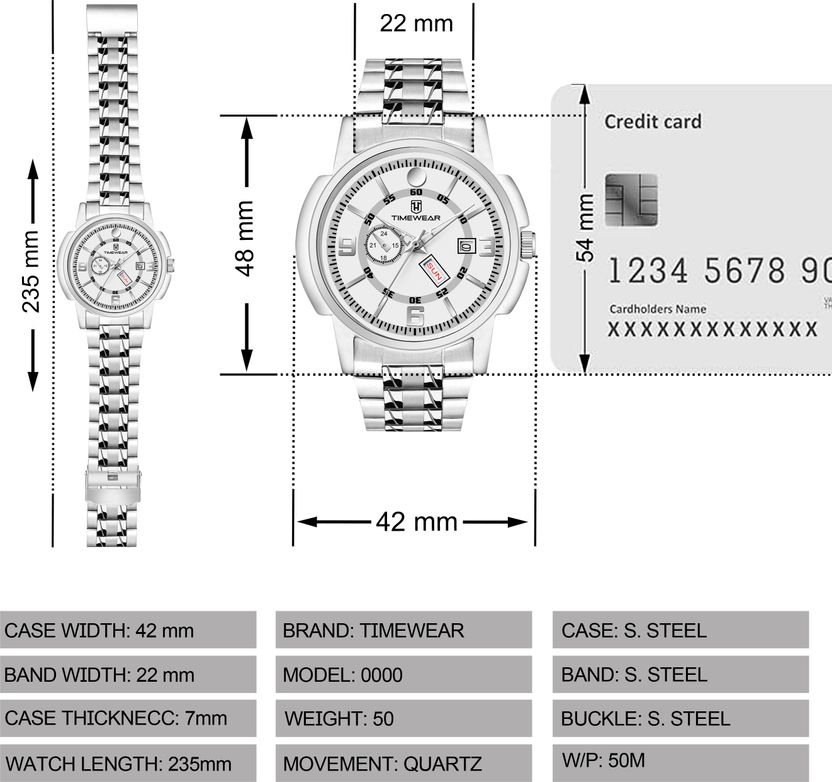 TIMEWEAR White Dial Day Date Stainless Steel Watch - Image 4