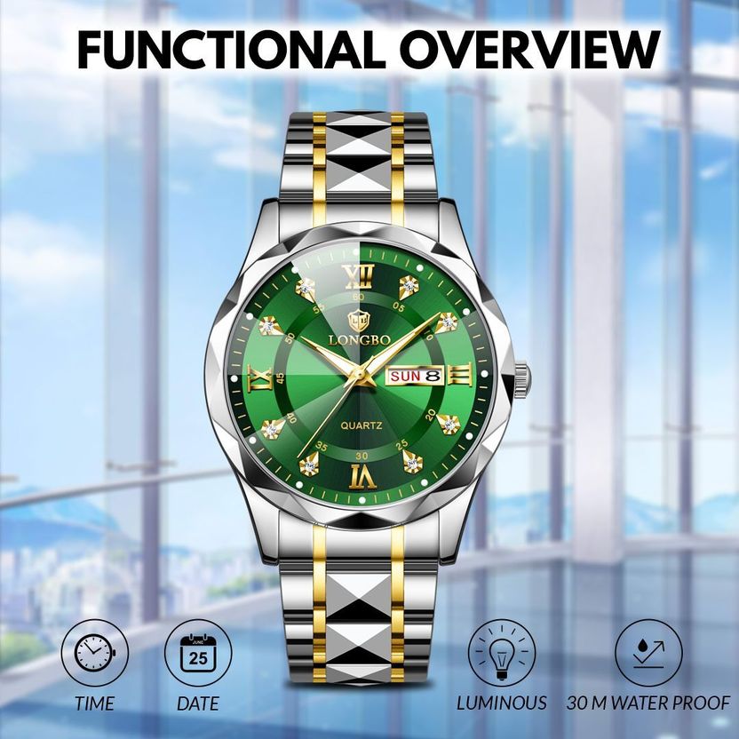 Longbo Zenith Diamond Analog Watch for Men - Image 6