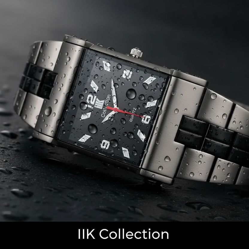 IIK Collection IIK-027M Men's Black Studded Watch - Image 4