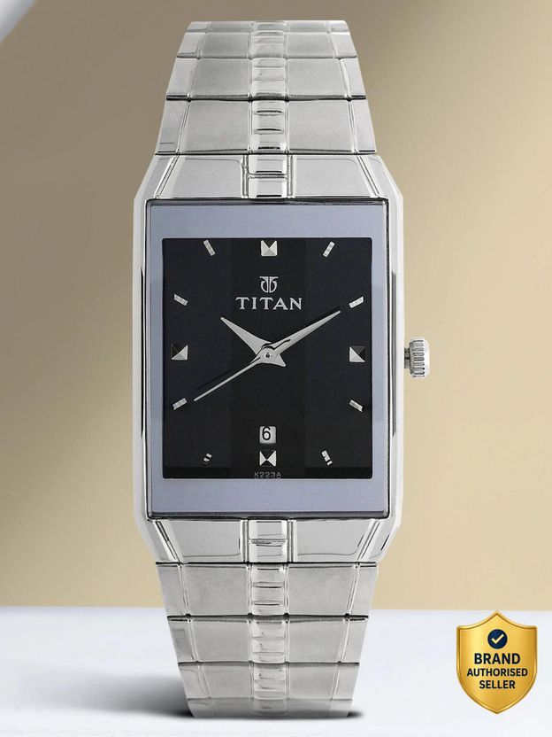 Titan Analog Watch - Black Dial Silver Strap - Image 1