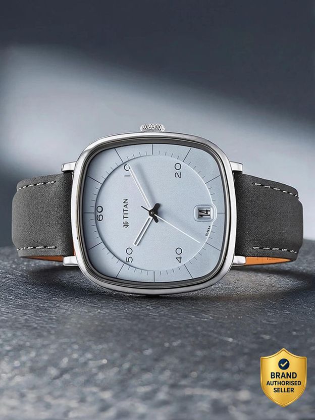Titan Neo Curve Light Blue Dial Grey Leather Watch - Men - Image 1
