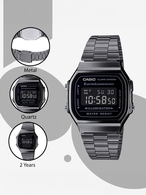 CASIO A168WGG-1BDF Vintage Black Dial Watch - Image 4