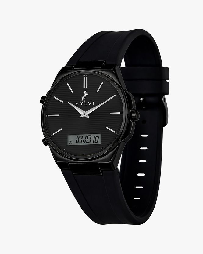 Sylvi Analog-Digital Black Silicone Watch - Image 4