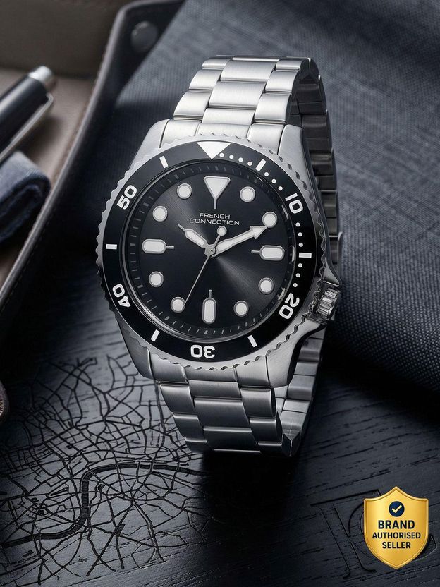 French Connection Black Round Quartz Analog Watch for Men - Image 1