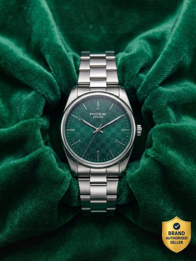 SONATA Poze 9 Quartz Red Dial Silver Strap Watch - Image 9
