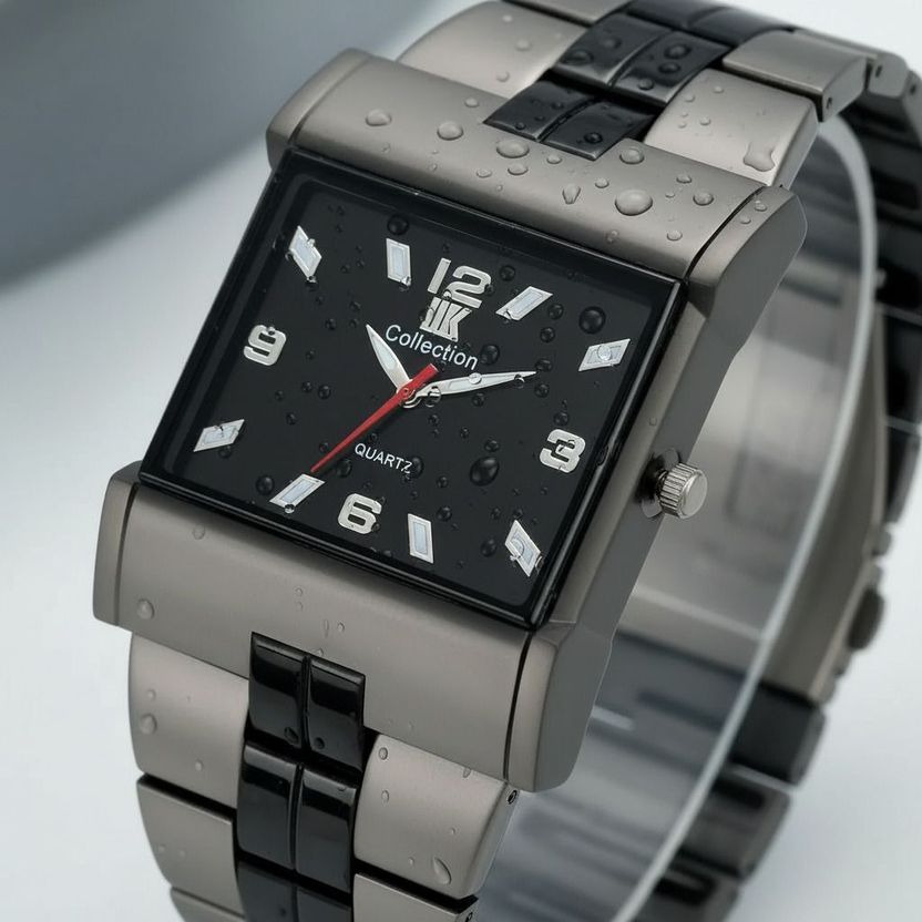 IIK Collection IIK-027M Men's Black Studded Watch - Image 7