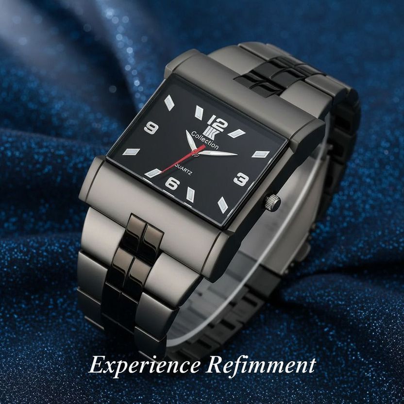 IIK Collection IIK-027M Men's Black Studded Watch - Image 6