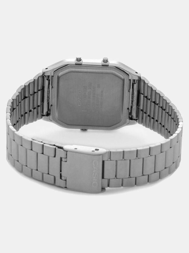 CASIO AQ-230A-1DMQ Vintage AQ-230A-1DHDF Black Dial Silver Stainless Steel Band Analog-Digital Watch - For Men & Women - Image 8