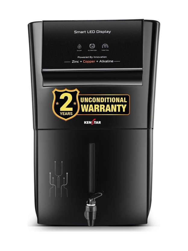 Kenstar Black Pureza. 8 L RO + UV + UF + Copper + Alkaline + Minerals Water Purifier Needs no service for 2 years